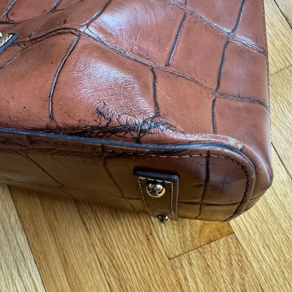 Dooney & Bourke Tan Croc-Embossed Hobo Bag